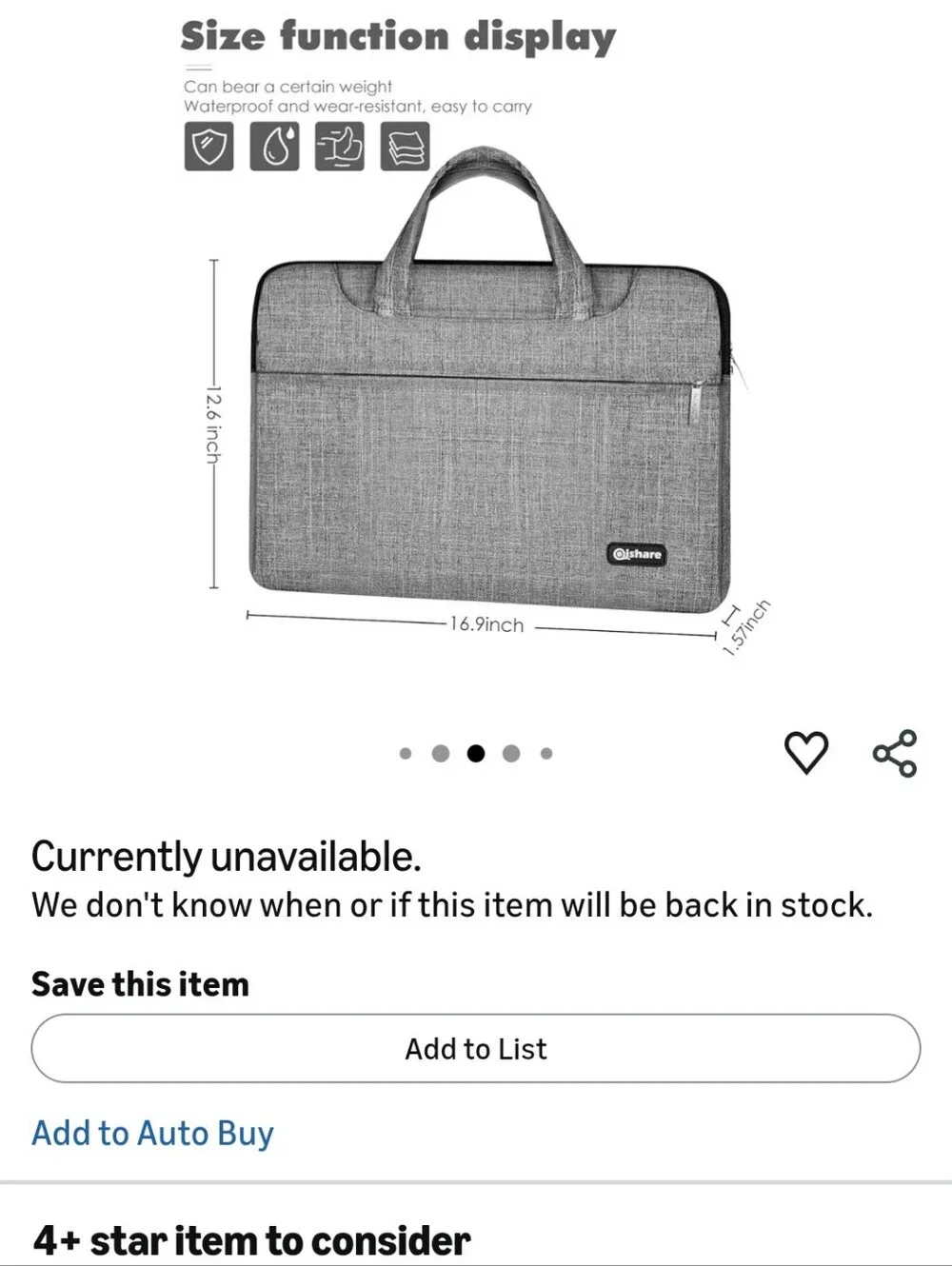 Grey Laptop Briefcase Bag